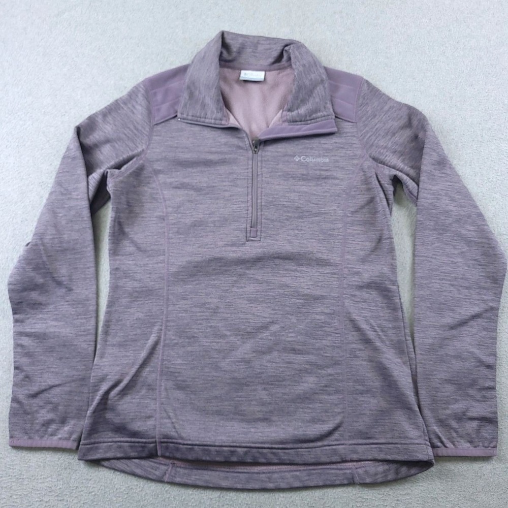 Columbia Fleece Pullover Womens Small Purple Quarter Zip Thumbholes Performance